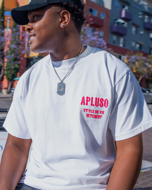 AplusO 3D EMBOSSED SIGNATURE OVERSIZED TEE