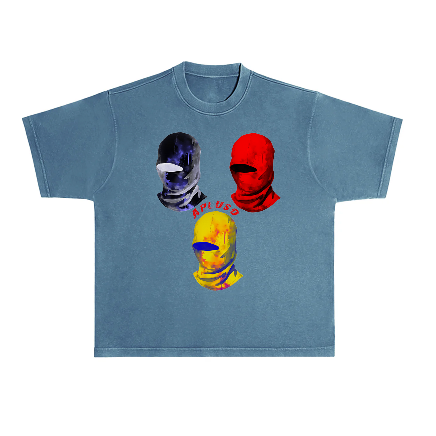 APLUSO BALACLAVA SKI MASK INSPIRED GRAPHICS WASHED TSHIRT