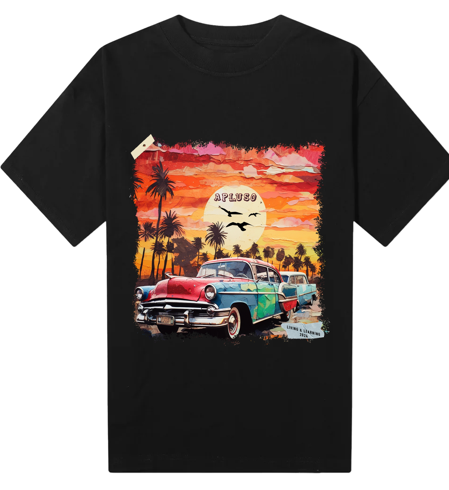 VINTAGE CAR WITH PALM TREES SOCAL INSPIRED GRAPHICS TSHIRT