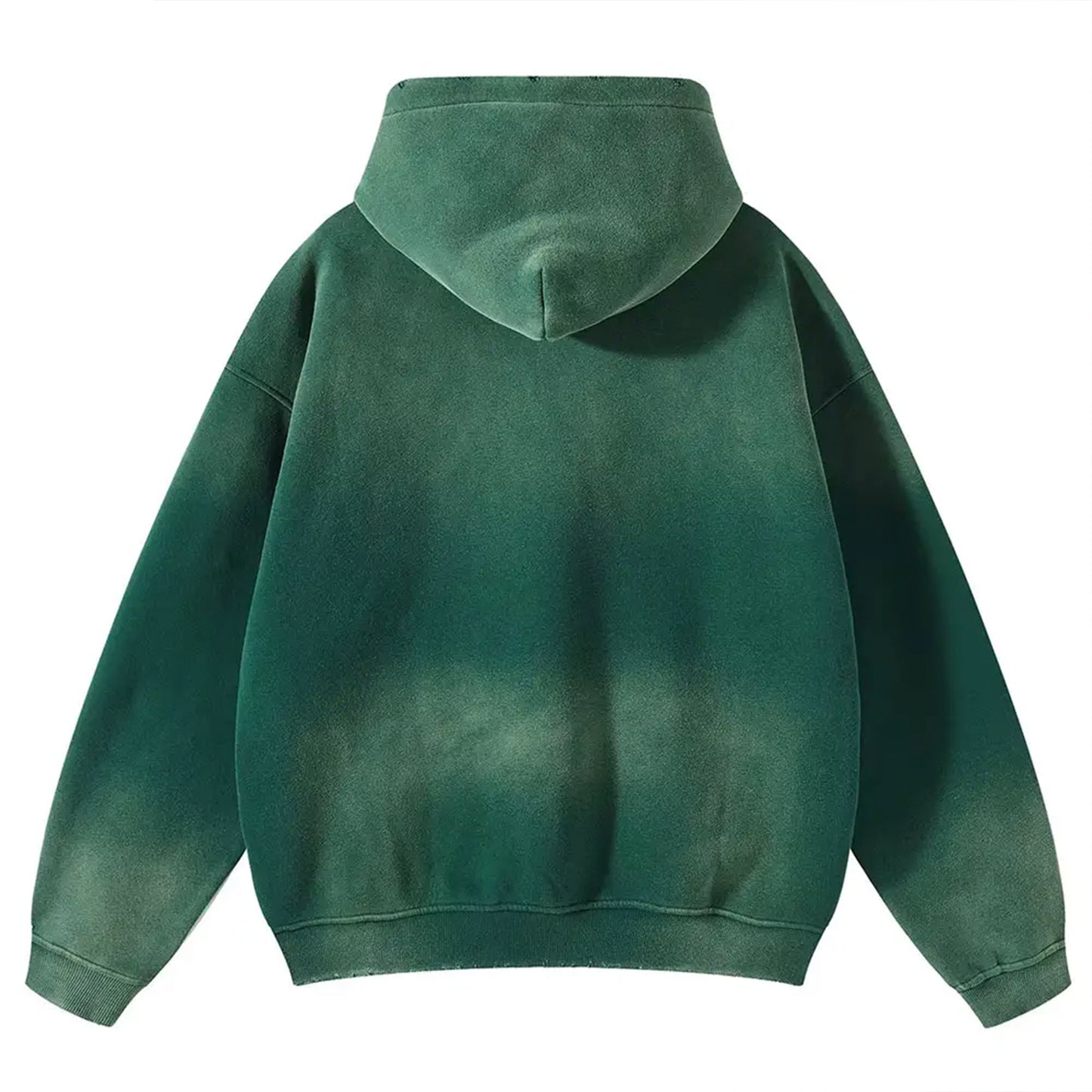 DISTRESSED DYED PULLOVER HOODIE - GREEN