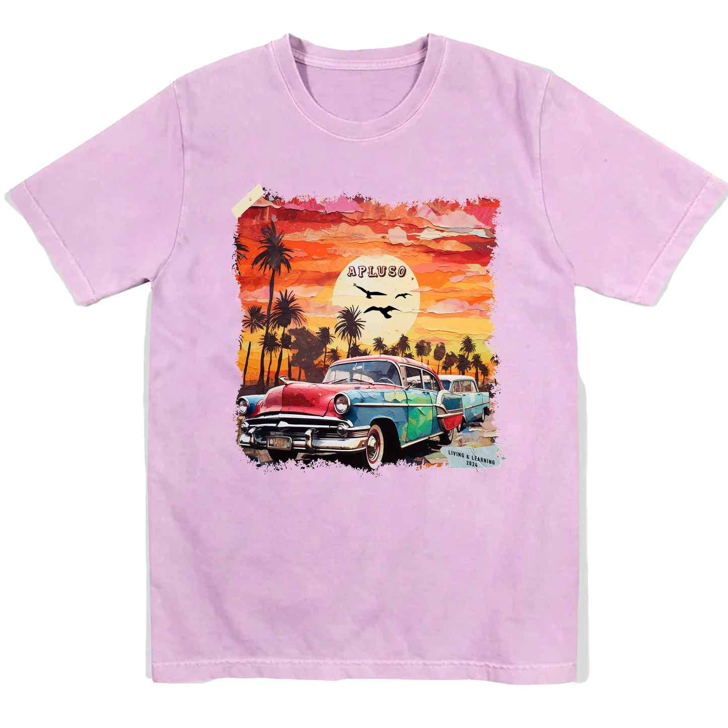 VINTAGE CAR WITH PALM TREES SOCAL INSPIRED GRAPHICS TSHIRT