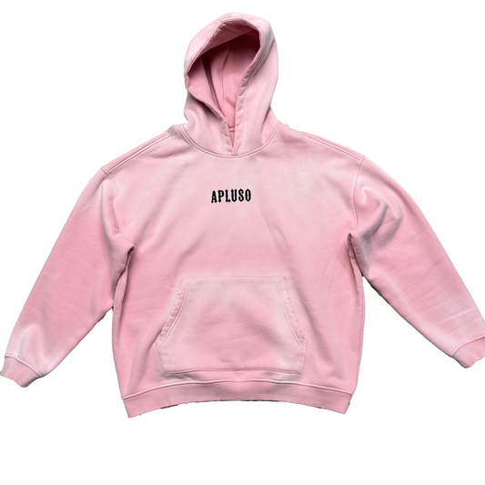 DISTRESSED DYED PULLOVER HOODIE - PINK