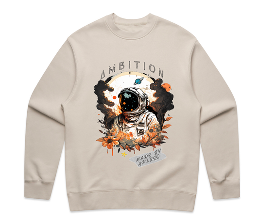 VINTAGE ASTRONAUT FLORAL GRAPHIC OVERSIZE SWEATSHIRT- CREAM