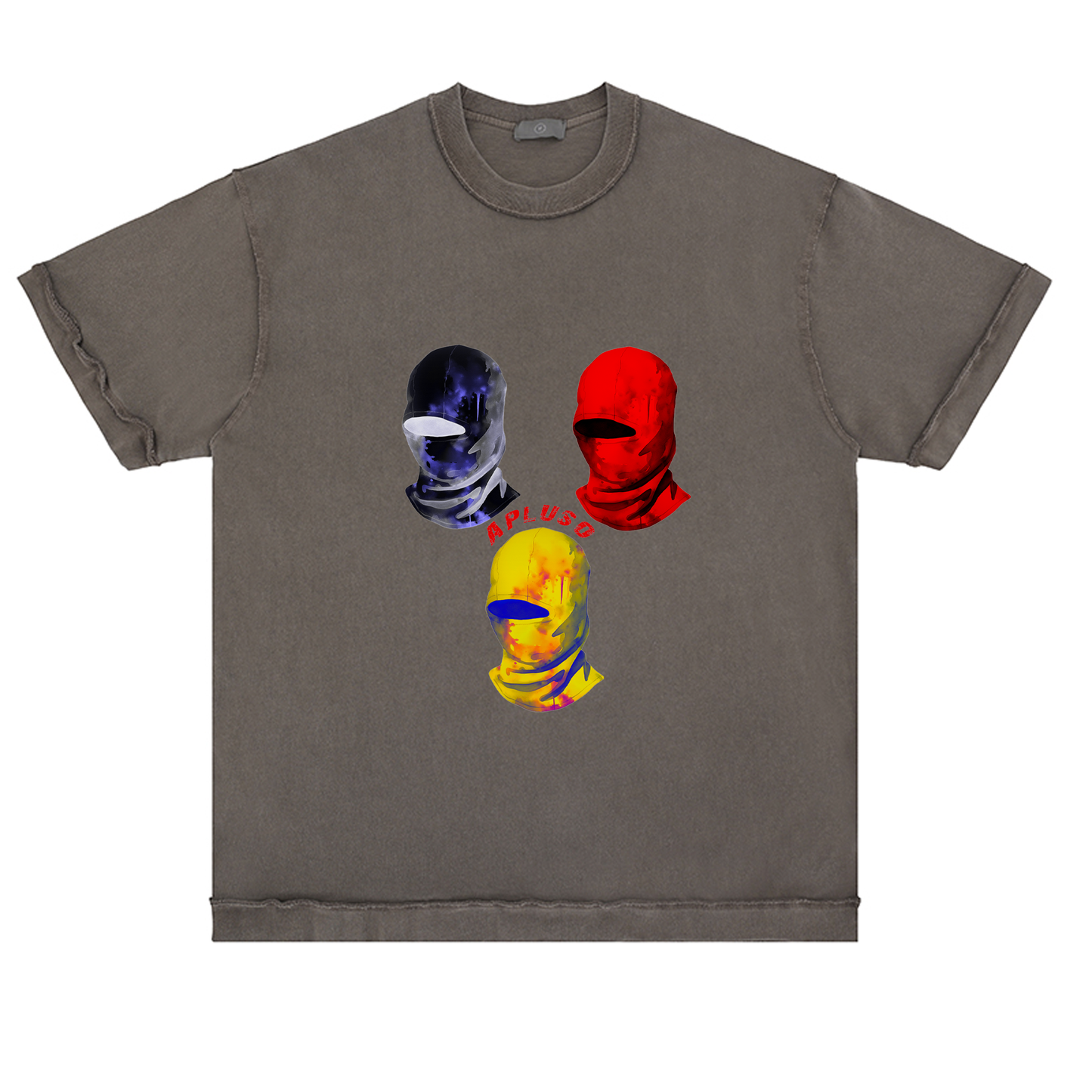 APLUSO BALACLAVA SKI MASK INSPIRED GRAPHICS WASHED TSHIRT