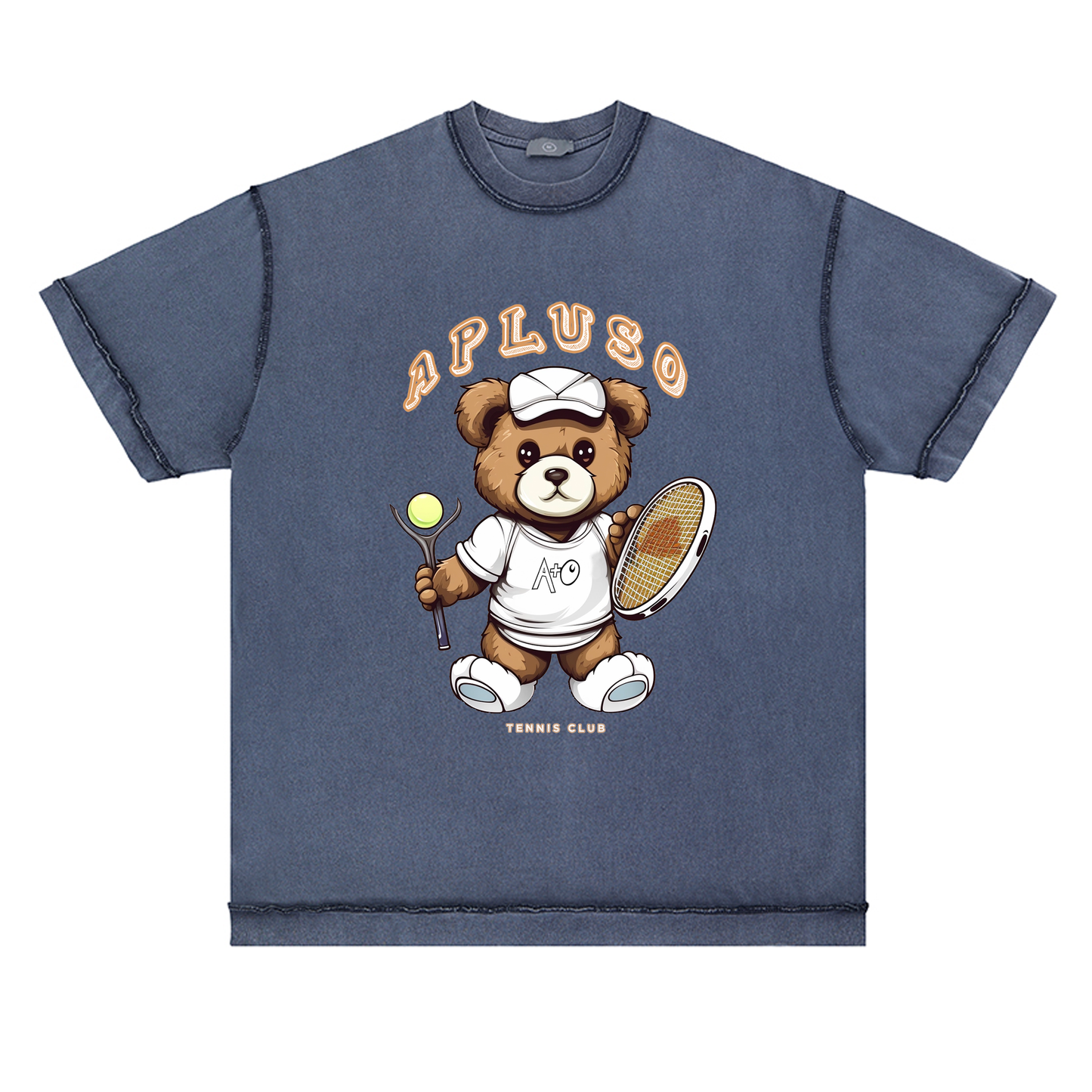 REVERSE INSIDE-OUT TSHIRT -- TENNIS BEAR GRAPHICS VINTAGE STREETWEAR