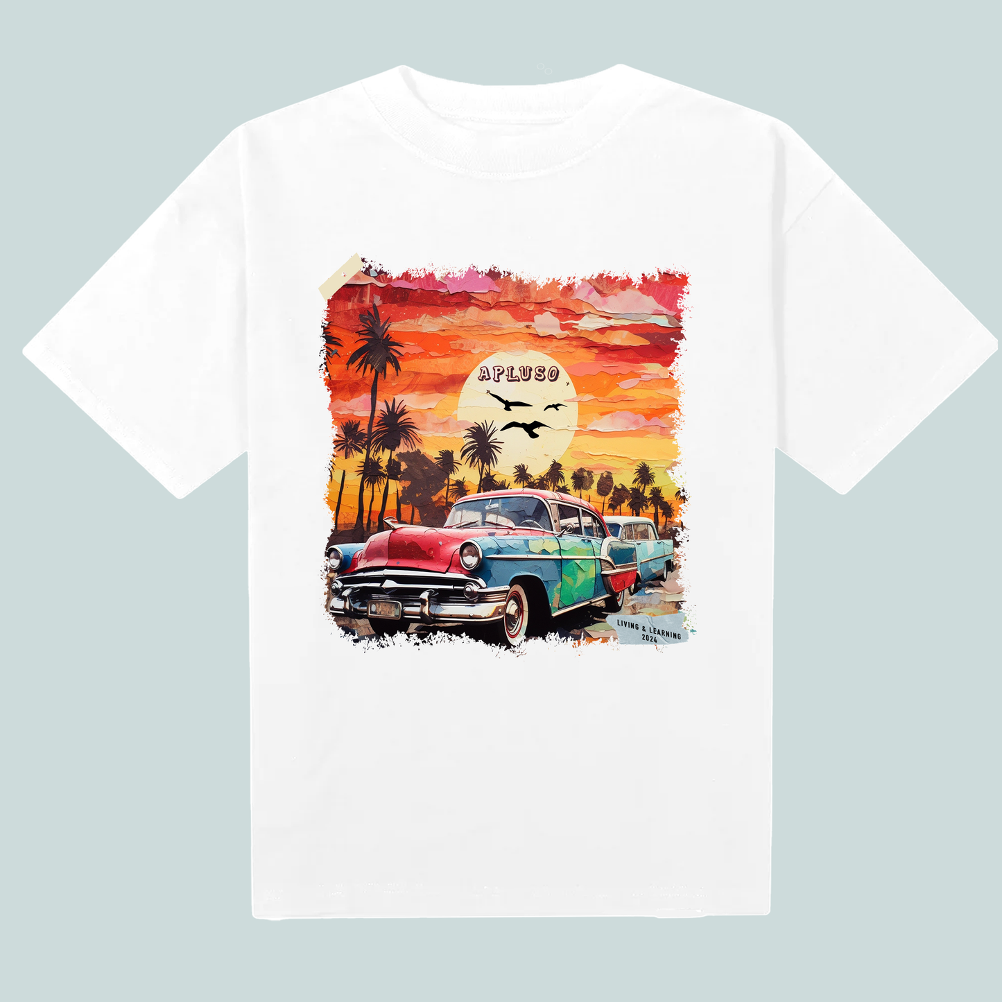 VINTAGE CAR WITH PALM TREES SOCAL INSPIRED GRAPHICS TSHIRT