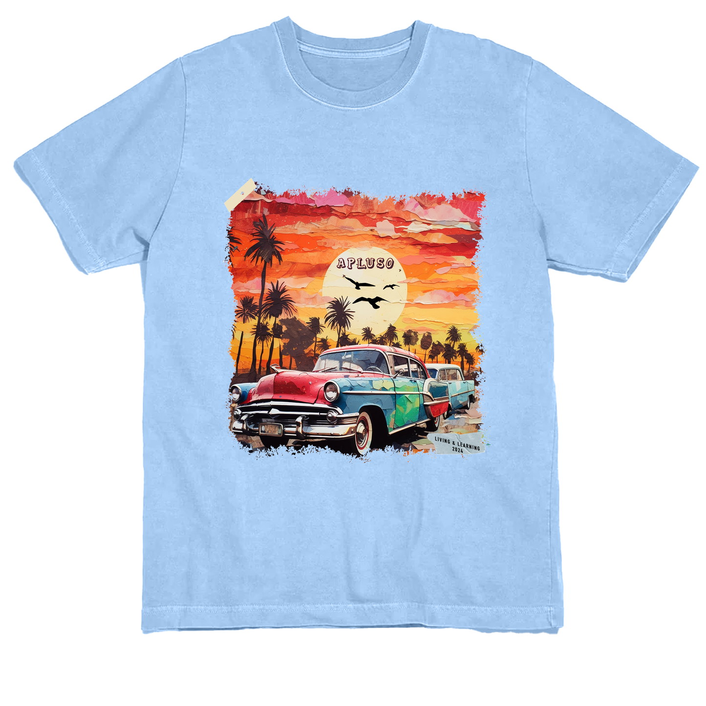 VINTAGE CAR WITH PALM TREES SOCAL INSPIRED GRAPHICS TSHIRT