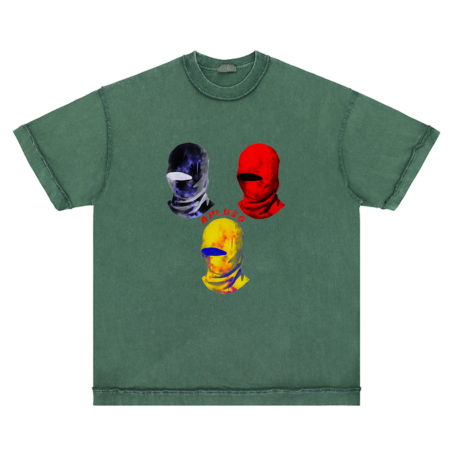 APLUSO BALACLAVA SKI MASK INSPIRED GRAPHICS WASHED TSHIRT