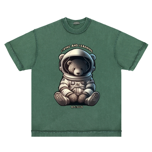 REVERSE INSIDE-OUT TSHIRT -- LIVING AND LEARNING ASTRONAUT BEAR