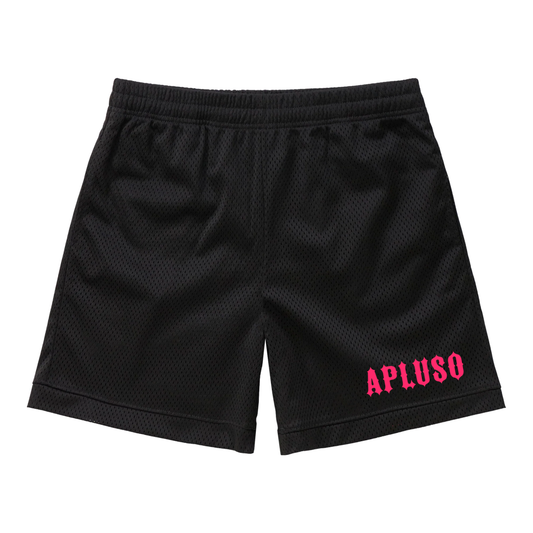 BLACK MESH SHORTS WITH POCKETS