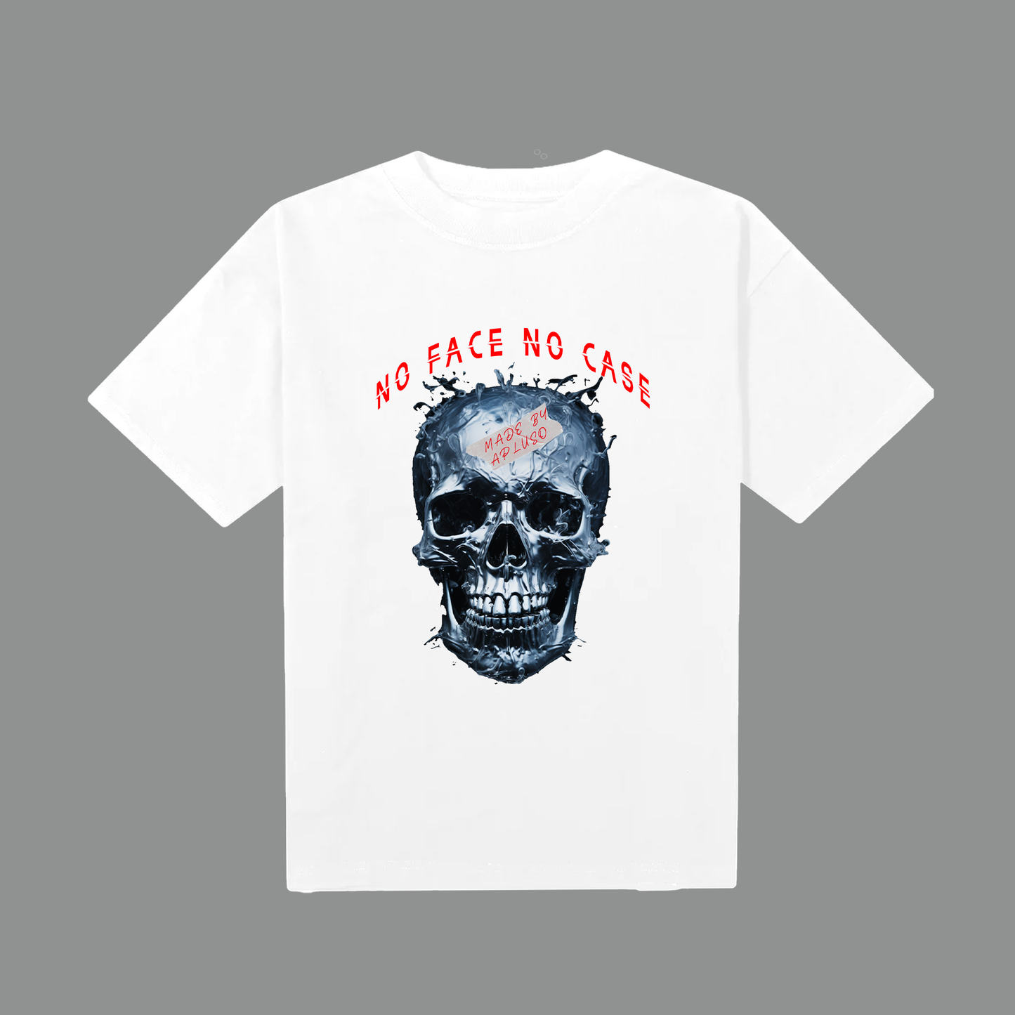 NO FACE NO CASE  OVERSIZE STREETWEAR GRAPHIC WHITE TSHIRT