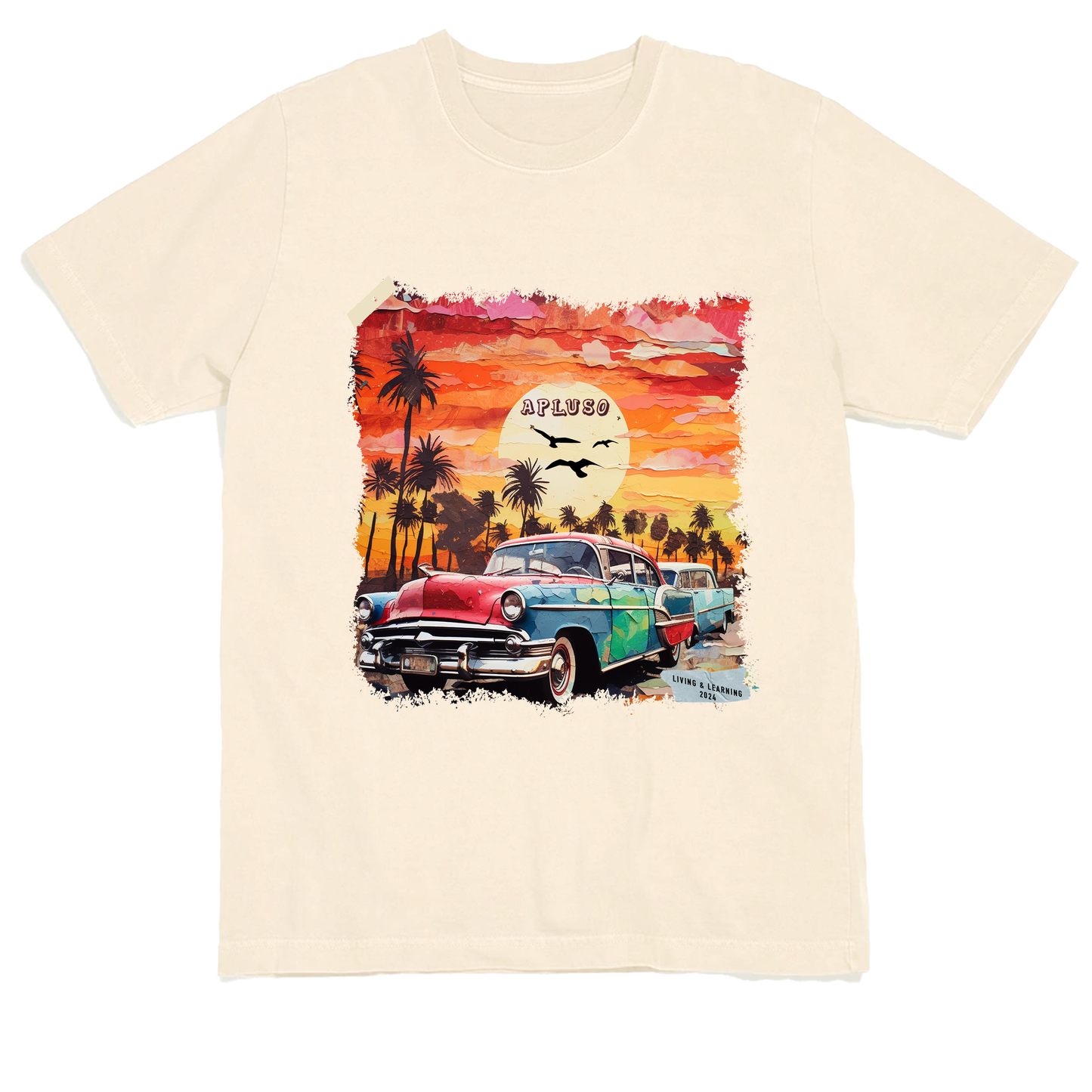 VINTAGE CAR WITH PALM TREES SOCAL INSPIRED GRAPHICS TSHIRT