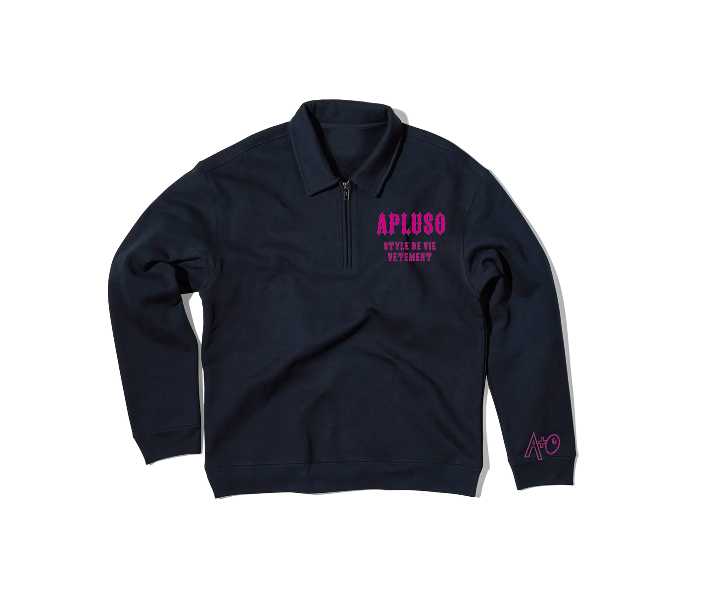 UNISEX Polo Zip Sweatshirt - BLACK