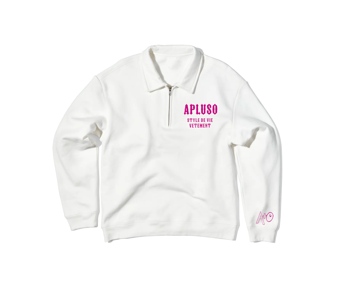 Polo Zip Sweatshirt - WHITE