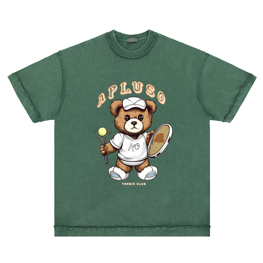 REVERSE INSIDE-OUT TSHIRT -- TENNIS BEAR GRAPHICS VINTAGE STREETWEAR