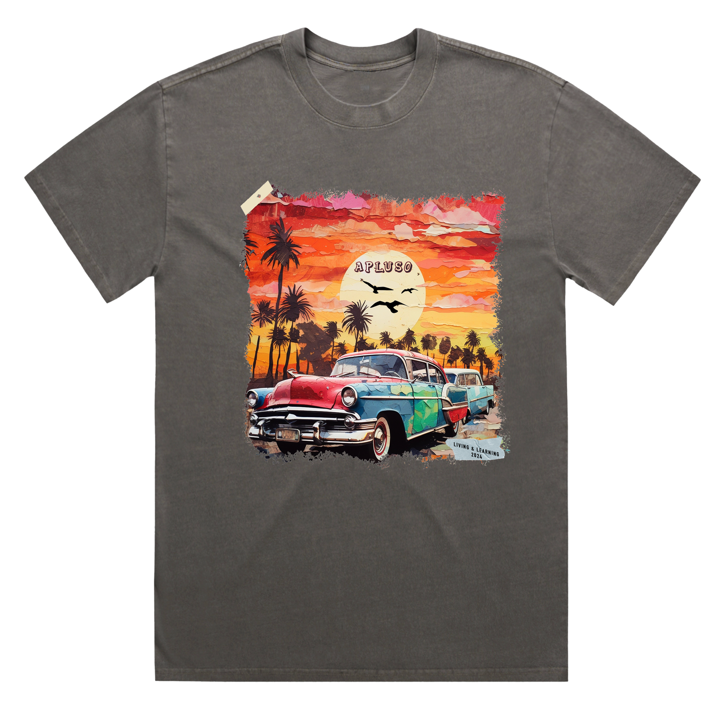 VINTAGE CAR WITH PALM TREES SOCAL INSPIRED GRAPHICS TSHIRT