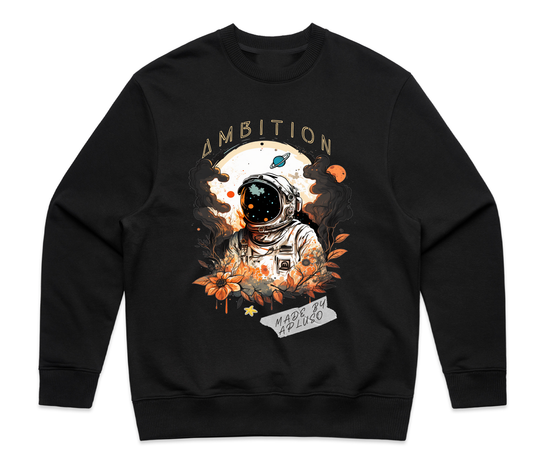 VINTAGE ASTRONAUT FLORAL GRAPHIC OVERSIZE SWEATSHIRT- BLACK