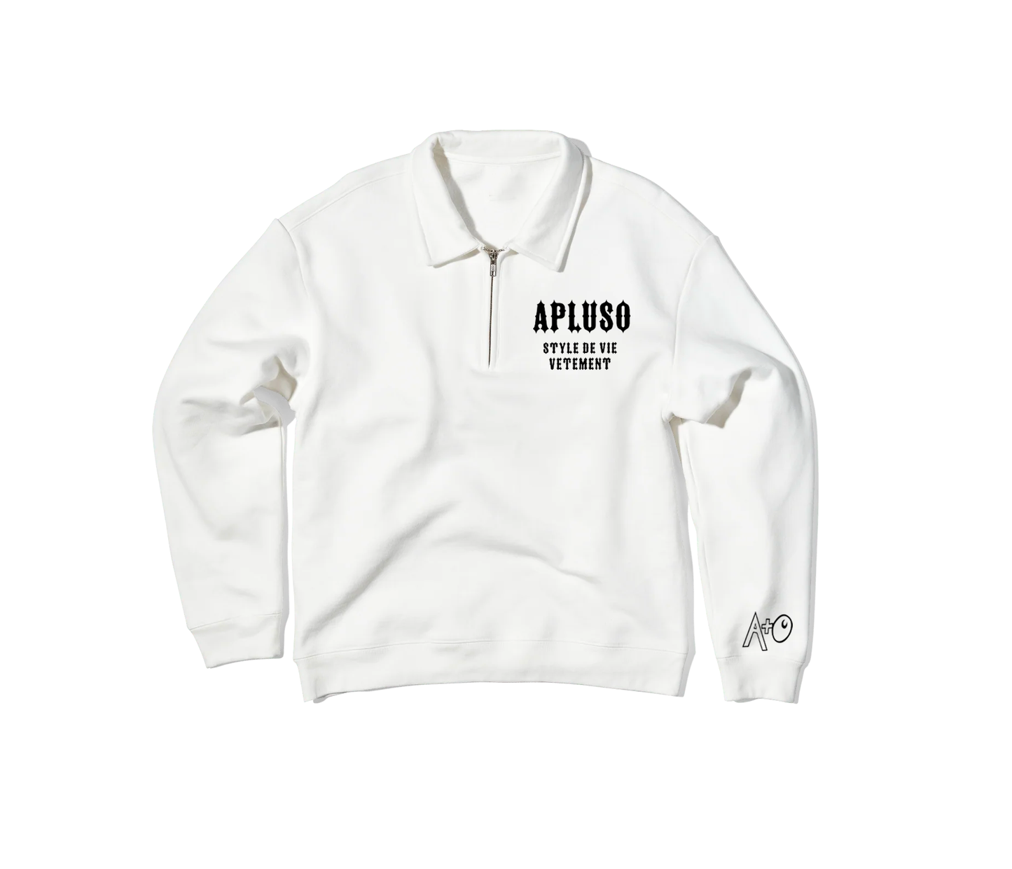 Polo Zip Sweatshirt - WHITE